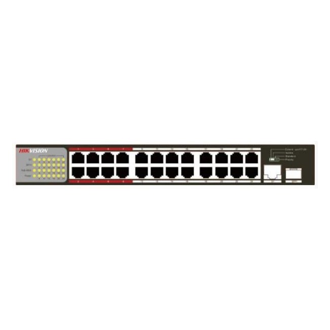 [DS-3E1326P-EI/M] HIKVISION 24 Port Fast Ethernet 10/100Mbps Smart POE Switch - low power 230 W.