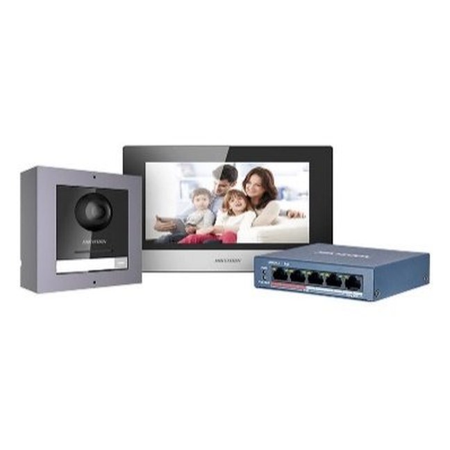 [DS-KIS602] HIKVISION Video Intercom KIT 1PC DS-KD8003-IME1/Surface, 1PC DS-KH6320-WTE1 and 1pc 4 port standard…