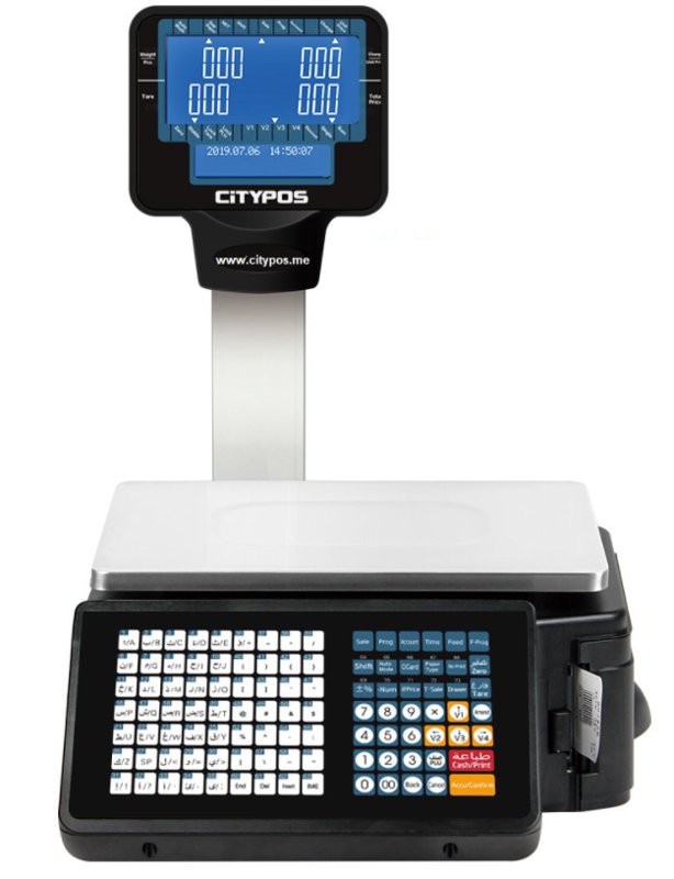 [CP-LWS301-BLA] 30KG BARCODE LABEL SCALE (White LCD Display)