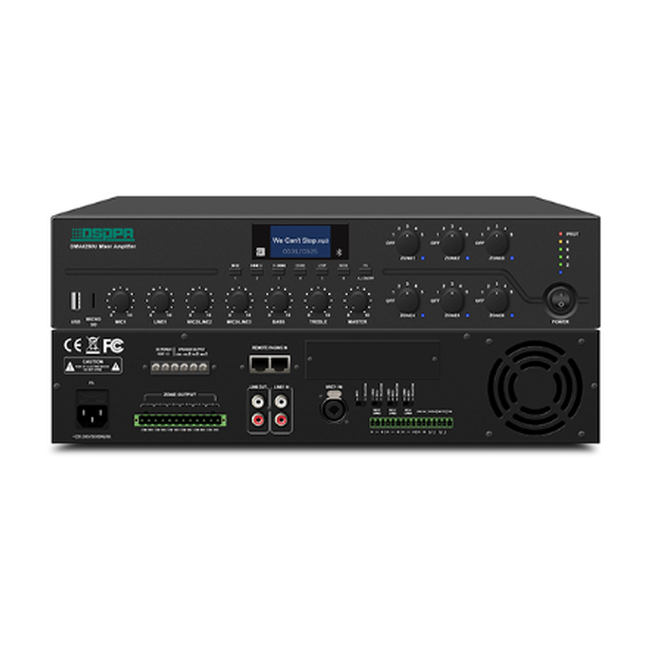 250W 6 Zones Integrated Mixing Amplifier with BT/USB/FM/Chime/Siren/4 Mic/2Aux/ 2 Remote Paging…