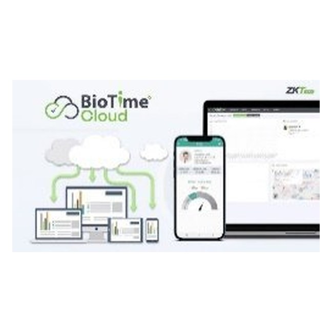 ZKBiotime Cloud - Up to 20 employees, includes web & mobile access (per year)