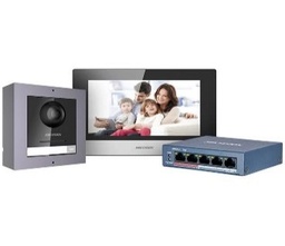 HIKVISION Video Intercom KIT 1PC DS-KD8003-IME1/Surface, 1PC DS-KH6320-WTE1 and 1pc 4 port standard…